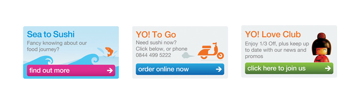 Yo! Sushi - Website - Animated Ads for 'Sea to Sushi', 'YO! to Go' and 