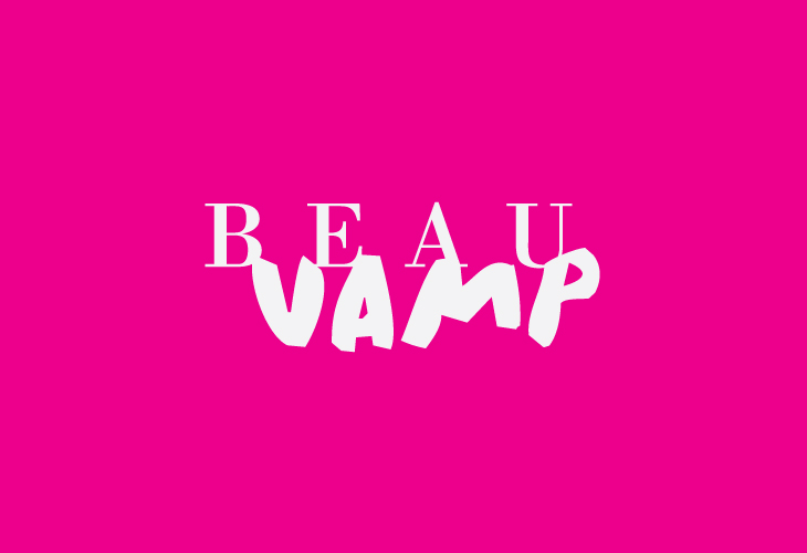 BeauVamp - Identity - Logomark white on shocking pink