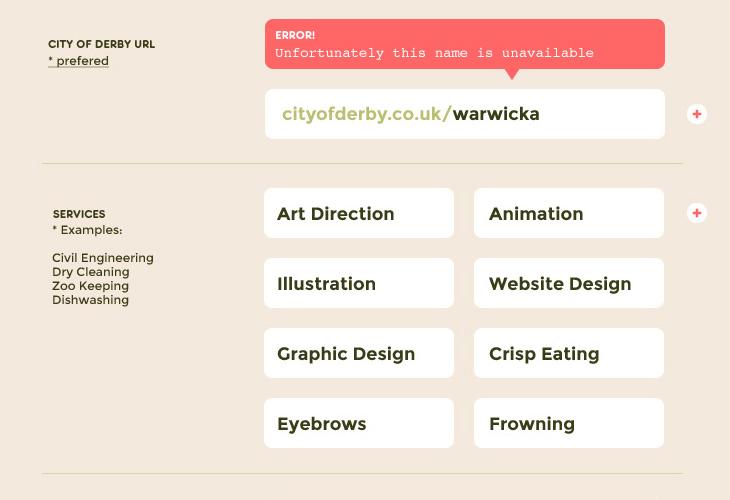 City of Derby - Website - Register Form - Error Message