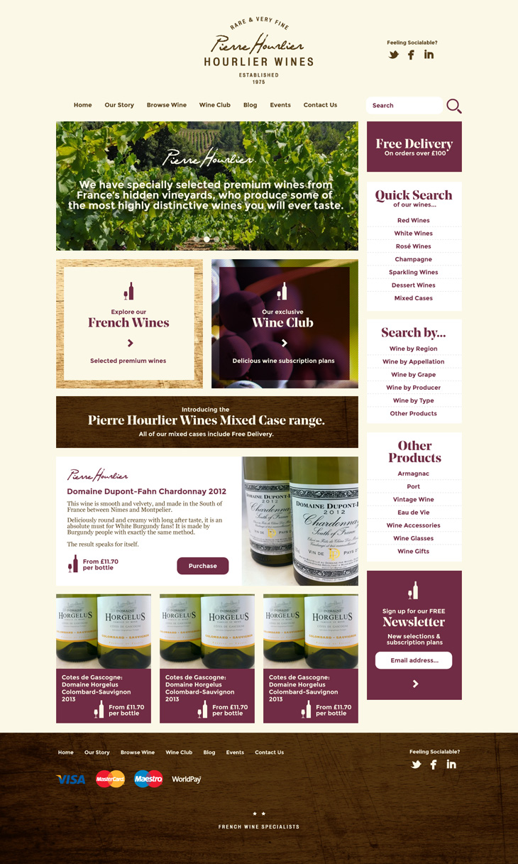 Hourlier Wines - Website - Homepage