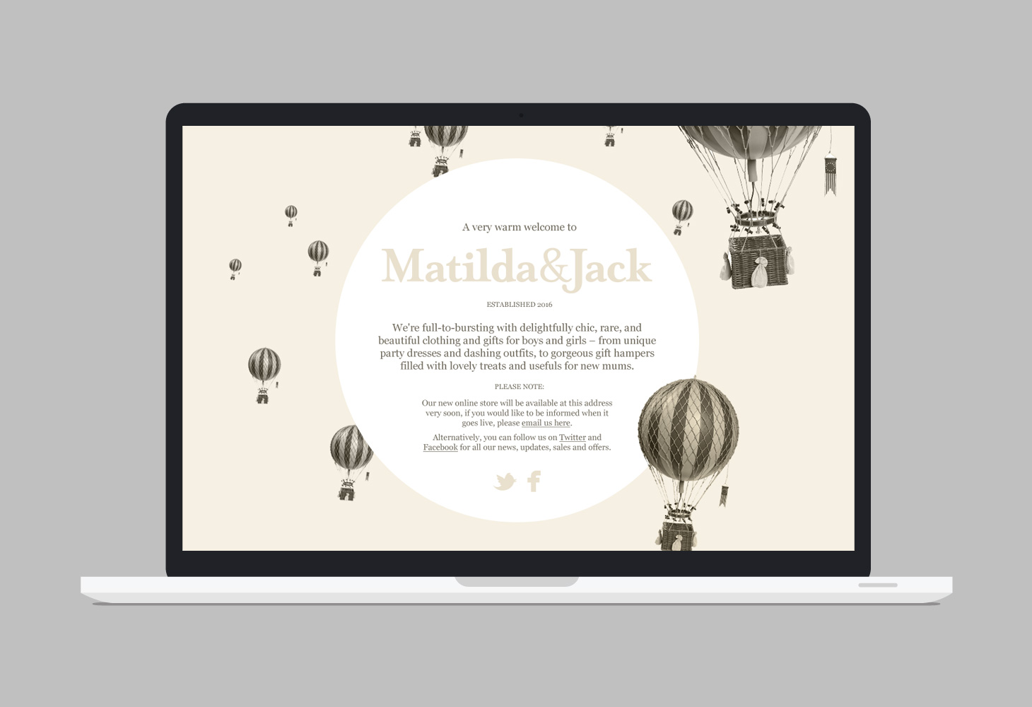 Matilda & Jack - Website - Landing page welcome