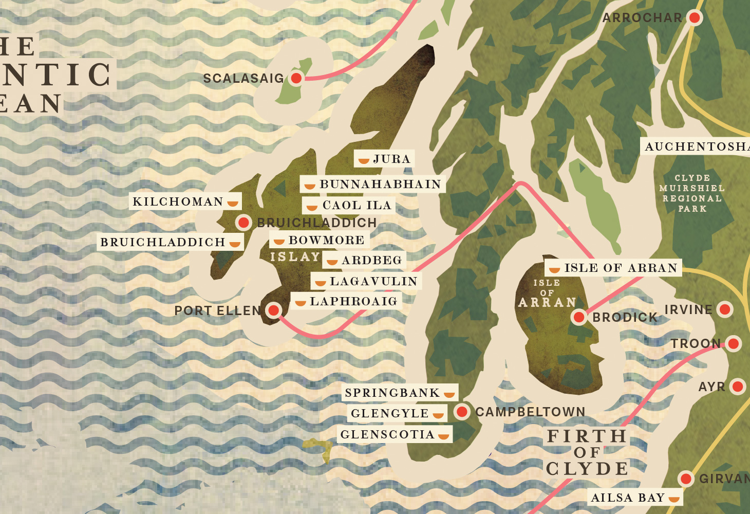 Whiskies of Scotland - Map - Islay