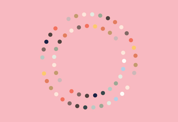Wow - Circles - Illustration - Colour palette on cupcake pink