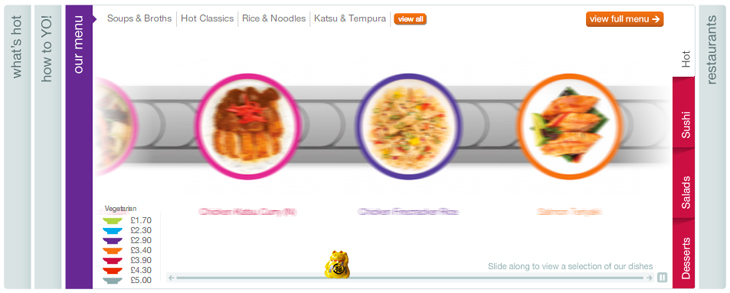 Yo! Sushi - Website - Menu scrolling blur