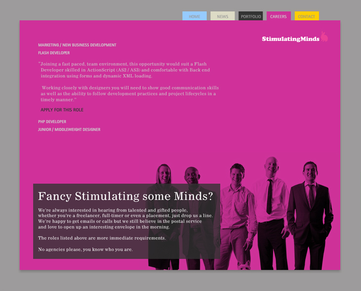 Stimulating Minds - Website - Jobs